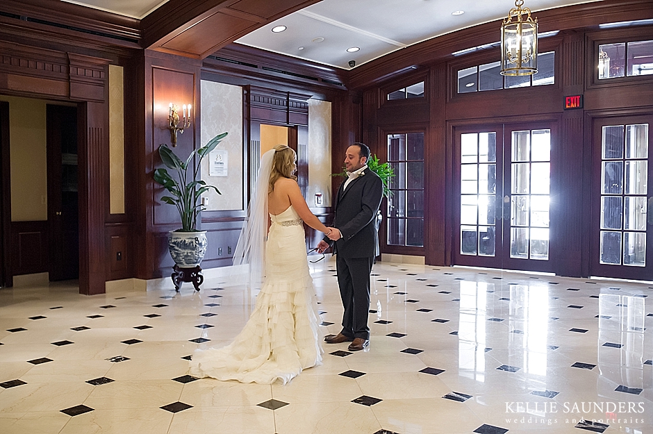 Wedding First look Townsend Hotel Birmingham, MI