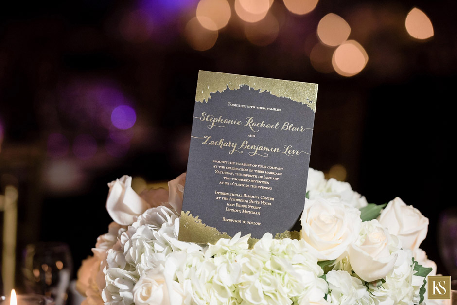 Gold foil wedding invitation