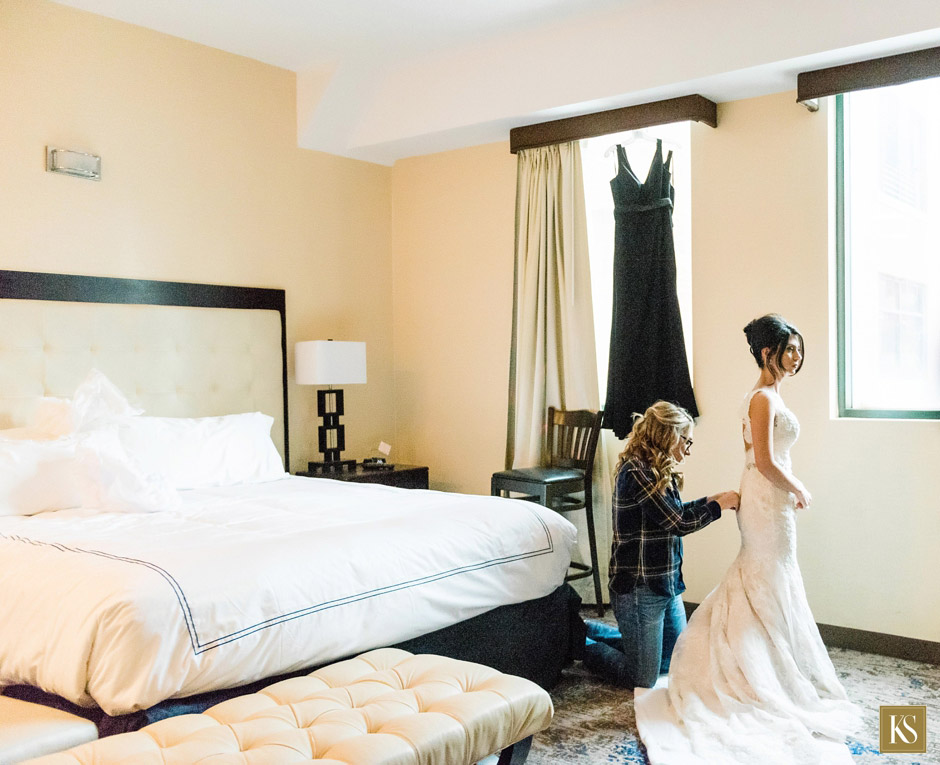 Bride getting ready for wedding